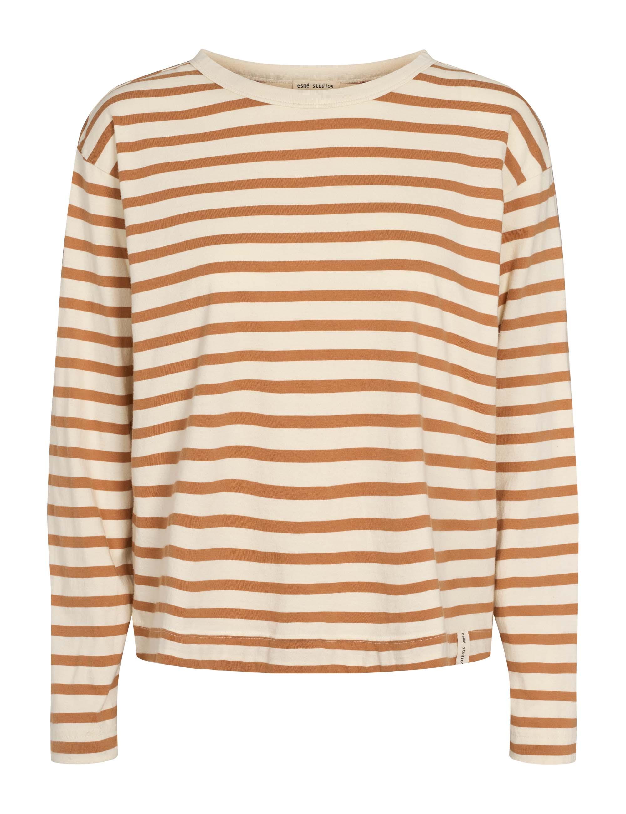 Esmé Signe Shirt LS Stripe Lion Damen T-Shirt caramel braun